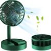 Powerful Rechargeable Desk Fan, Folding Telescopic & Adjustable Height, Small Desk Table Air Fan with Built-in Battery for Travel, Outdoor, Home, Office, Kitchen, Picnic, Kids - Foldable Fan