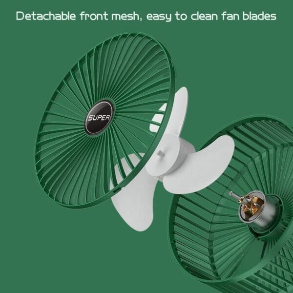 Powerful Rechargeable Desk Fan, Folding Telescopic & Adjustable Height, Small Desk Table Air Fan with Built-in Battery for Travel, Outdoor, Home, Office, Kitchen, Picnic, Kids - Foldable Fan - Image 5