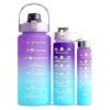 3in one Motivational Water Bottle Set with Time Marker, 2L 750ml and 250ml Sipper Water Bottle with Handle and Leakproof, BPA Free, Non-Toxic for Gym, Outdoor, Office, Home, School