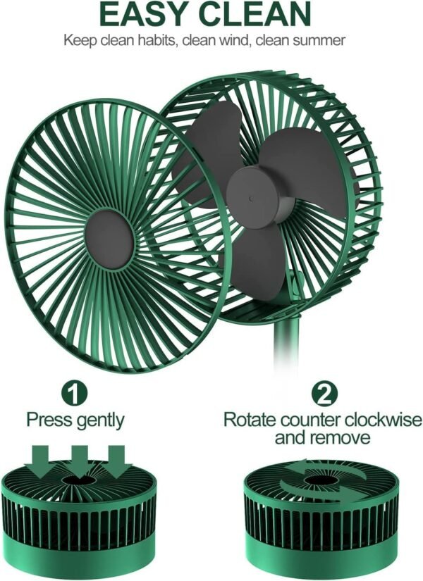 Powerful Rechargeable Desk Fan, Folding Telescopic & Adjustable Height, Small Desk Table Air Fan with Built-in Battery for Travel, Outdoor, Home, Office, Kitchen, Picnic, Kids - Foldable Fan - Image 6