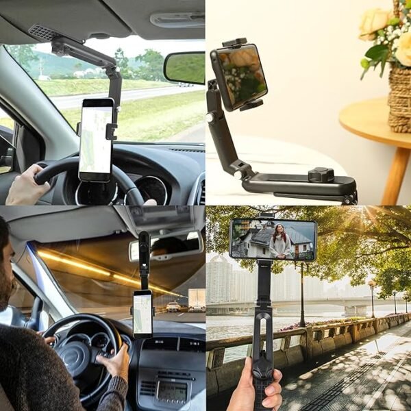 ar Phone Holder for Sun Visor, 1080° Rotatable and Foldable Dashboard Phone Holder for Car, Universal Adjustable Spring Clip Car Cell Phone Stand for All Phone, Car Accessories - Image 3