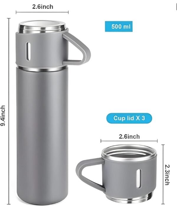 Stainless Steel Vacuum Flask and Flask Set 3 Steel Cups with Flask Combo Ideal Gift for Diwali and Birthday Gift Return Gift (Multicolour) - Image 5