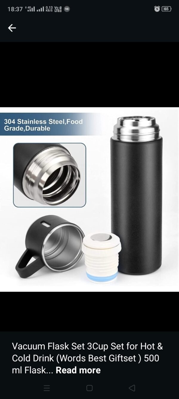 Stainless Steel Vacuum Flask and Flask Set 3 Steel Cups with Flask Combo Ideal Gift for Diwali and Birthday Gift Return Gift (Multicolour) - Image 6