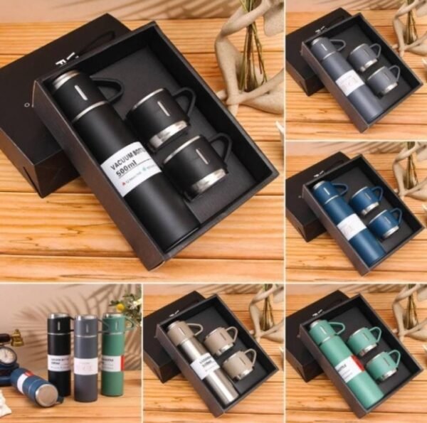 Stainless Steel Vacuum Flask and Flask Set 3 Steel Cups with Flask Combo Ideal Gift for Diwali and Birthday Gift Return Gift (Multicolour) - Image 7